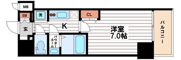 プレサンス堺筋本町駅前シェル(1K/11階)の間取り写真