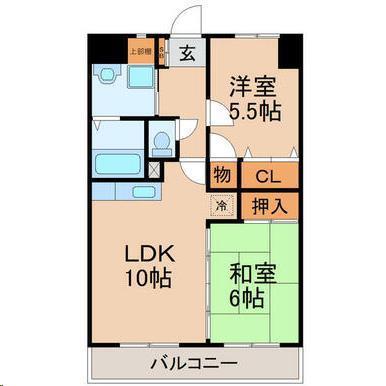 アイーラ渡辺(2LDK/1階)の間取り写真