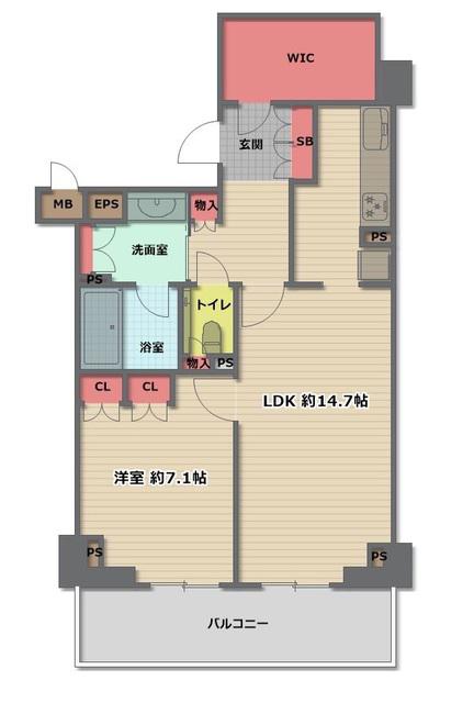 本町橋タワー(1LDK/16階)の間取り写真
