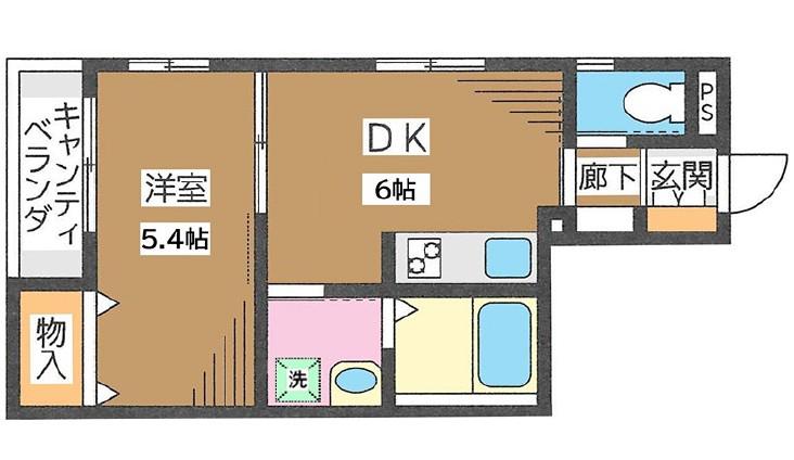 オルテンシア(1DK/4階)の間取り写真
