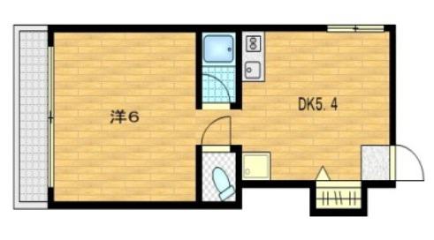 ISOビル(1DK/4階)の間取り写真