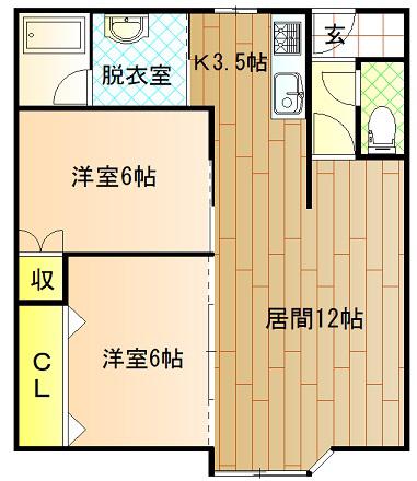 ユウハイツ(2LDK/2階)の間取り写真