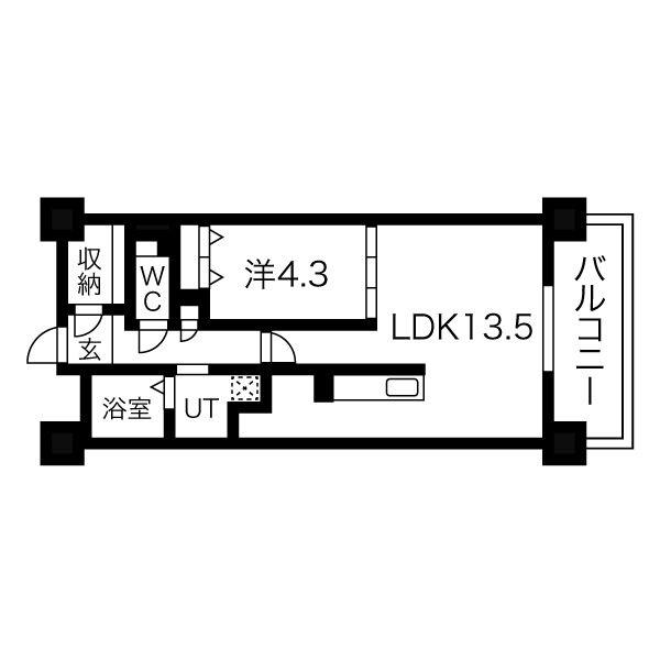 THE MUSE駅南(1LDK/9階)の間取り写真