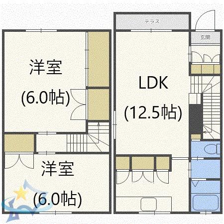 グランドヒル(2LDK/1階)の間取り写真