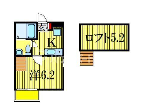 LUCE東船橋(1K/1階)の間取り写真