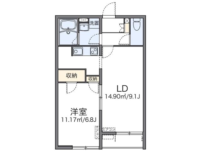 レオネクストツゥ(1LDK/1階)の間取り写真