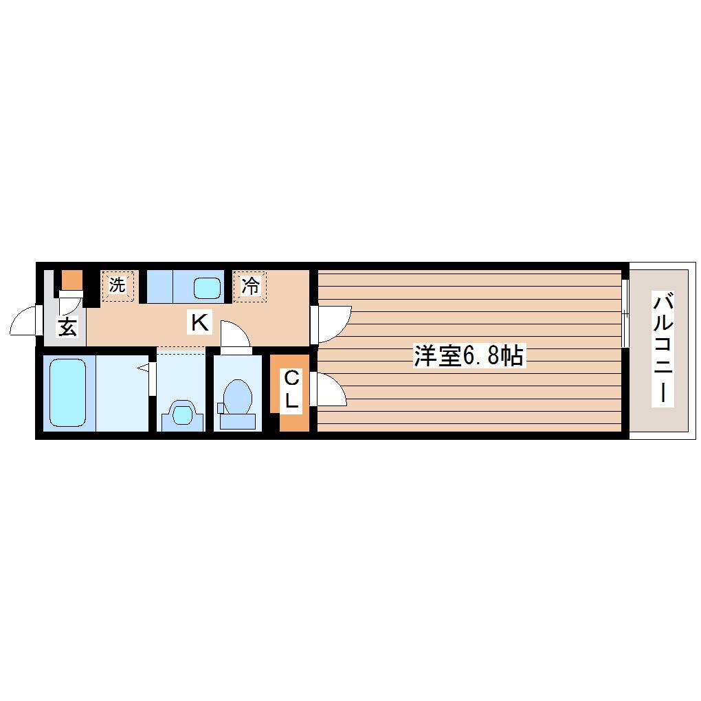 ASUTERU愛宕橋 (1K/4階)の間取り写真