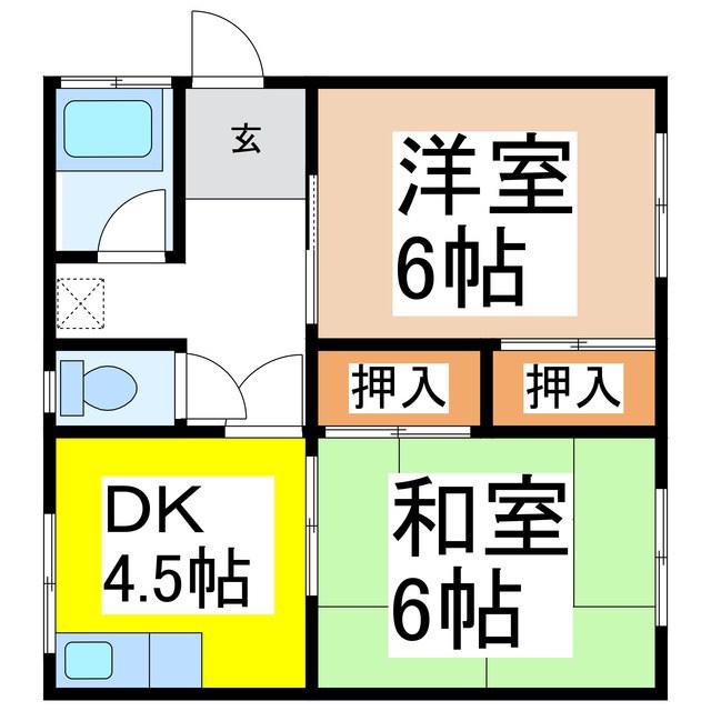 小山アパート(2DK/2階)の間取り写真