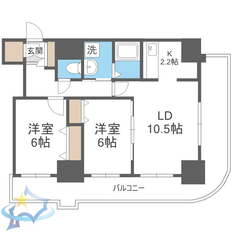 ティアラタワー中島倶楽部(2LDK/5階)の間取り写真
