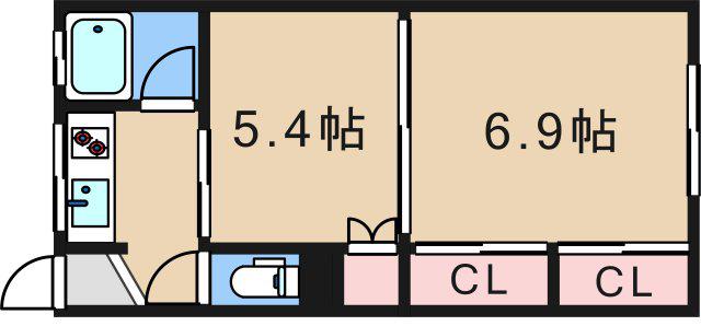 メゾン北加賀屋(2K/1階)の間取り写真