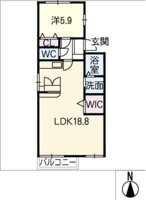 フレグランス豊岡(1LDK/2階)の間取り写真