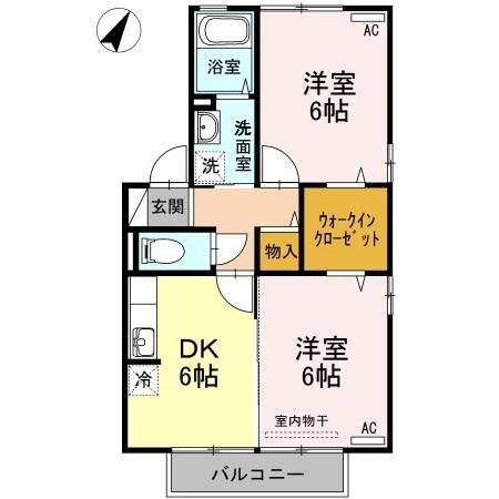 グランモアハラ(2DK/1階)の間取り写真