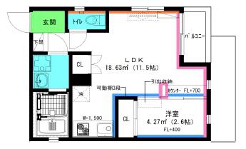 FORTUNATO(1LDK/4階)の間取り写真