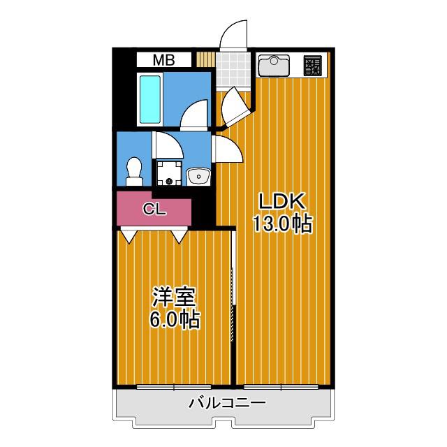 ファミティ弐番館(1LDK/5階)の間取り写真