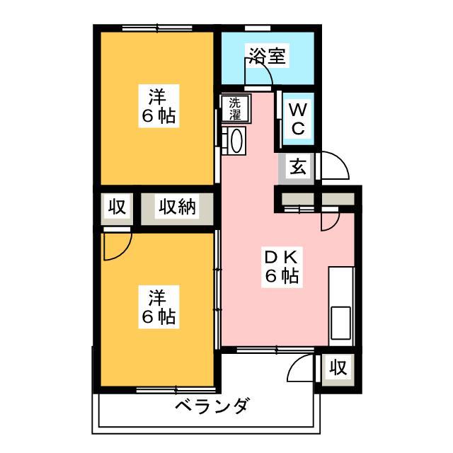 エレガントマンション(2DK/1階)の間取り写真
