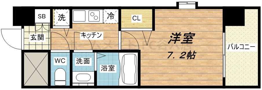 クラウンハイム北心斎橋フラワーコート(1K/6階)の間取り写真