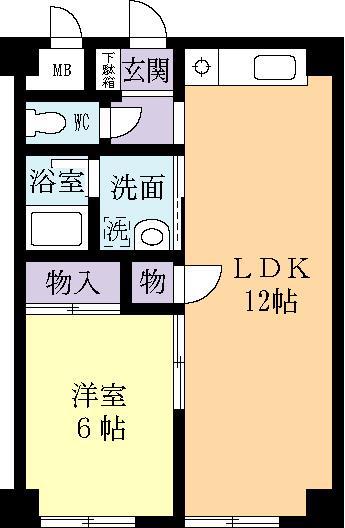中山ビル(1LDK/2階)の間取り写真