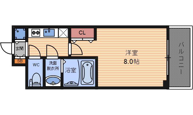 S-RESIDENCE福島GRANDE(1K/3階)の間取り写真