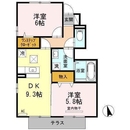 ウィットTOJIKI C(2DK/1階)の間取り写真