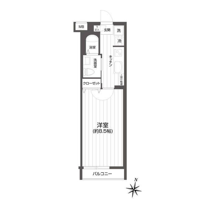 メイクスデザイン用賀(1K/4階)の間取り写真