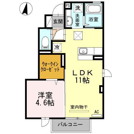 サンドハウスA棟(1LDK/1階)の間取り写真