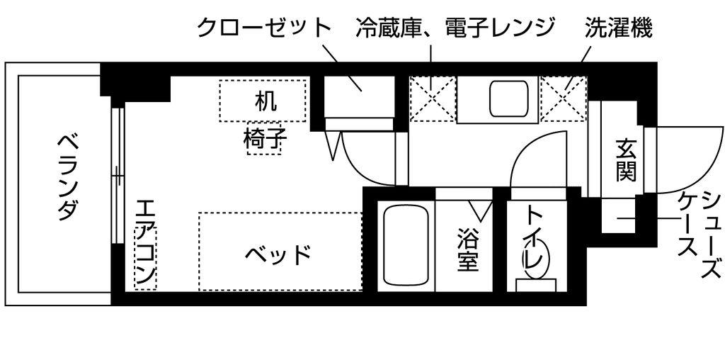 キャンパスヴィレッジ西宮甲東園(ワンルーム/5階)の間取り写真