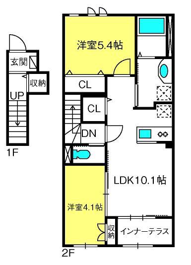 GRACE浦和(2LDK/2階)の間取り写真
