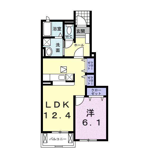 Y.J.Kハイツ(1LDK/1階)の間取り写真