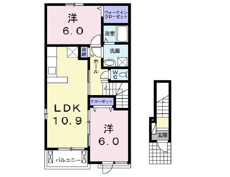 サフィール C(2LDK/2階)の間取り写真