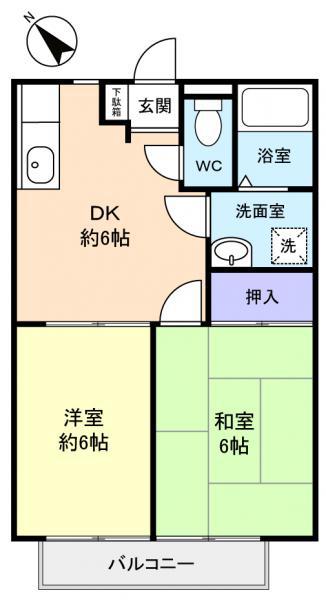 サニーコート緑が丘(2DK/2階)の間取り写真