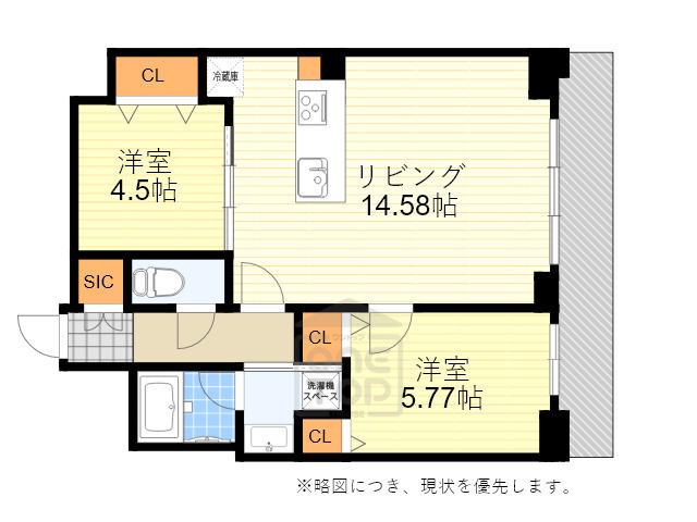 カルム小西5(2LDK/6階)の間取り写真