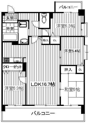 オーデブラン博多南(4LDK/8階)の間取り写真
