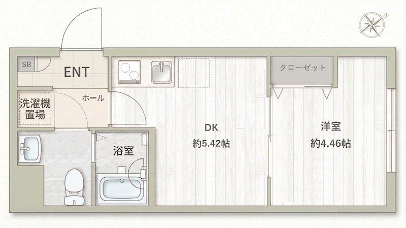 フラシア東武練馬(1DK/4階)の間取り写真