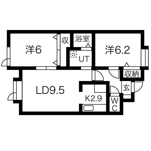 ドムールはるか(2LDK/1階)の間取り写真