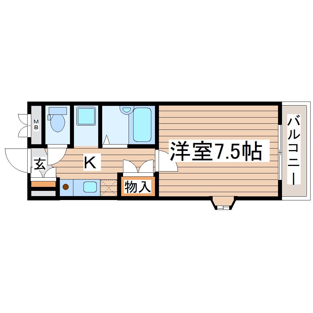 スライブV(1K/1階)の間取り写真