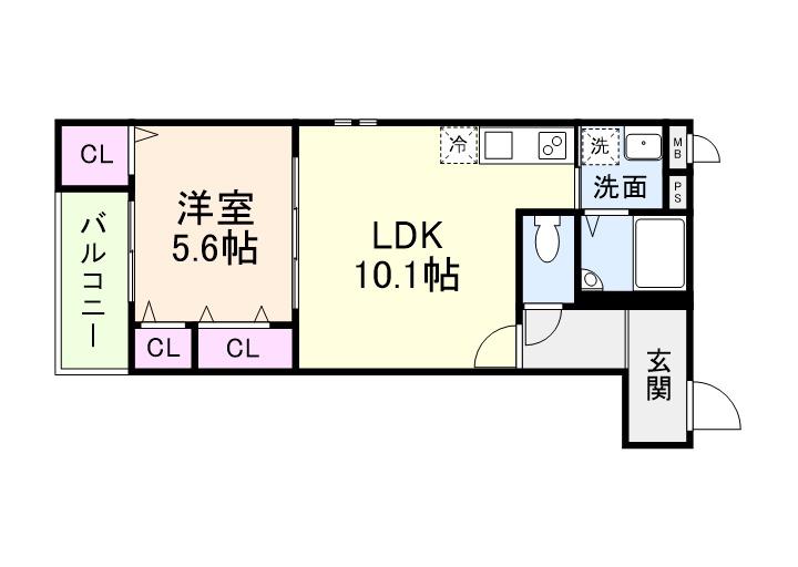 リアン富木(1LDK/3階)の間取り写真