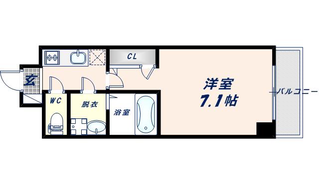 S-RESIDENCE高井田CENTRAL(1K/8階)の間取り写真