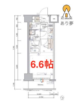 SYFORME KANNAIII(1K/9階)の間取り写真