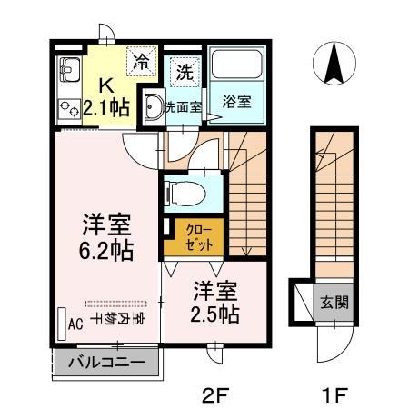 サンクタス OMORI(2K/2階)の間取り写真