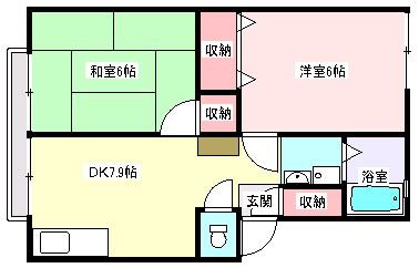 ホープシティ(2DK/2階)の間取り写真