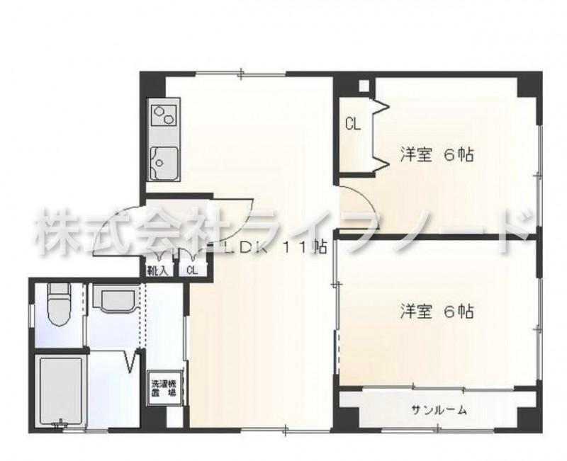 リッツお茶の水・Ⅰ(2LDK/4階)の間取り写真