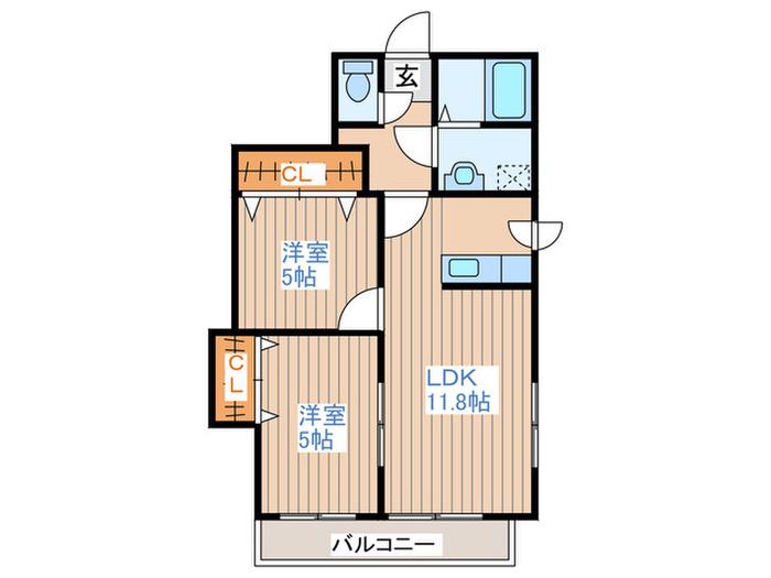 リーフ・スィート(2LDK/2階)の間取り写真