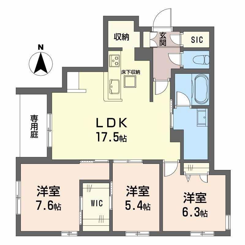 メゾンエディアン新金岡(3LDK/1階)の間取り写真