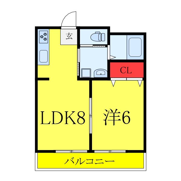 ノースグリーン(1LDK/1階)の間取り写真