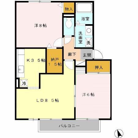 パティオドリーム(2LDK/2階)の間取り写真