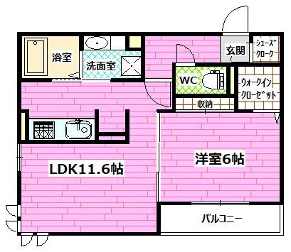 ブルーム宮の町(1LDK/3階)の間取り写真