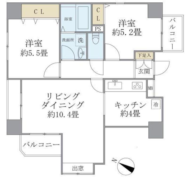 PLUS・ONE(2LDK/10階)の間取り写真