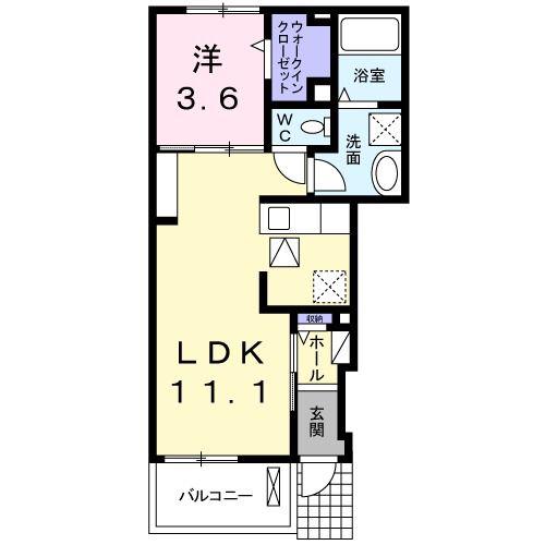 エアリーレジデンス(1LDK/1階)の間取り写真