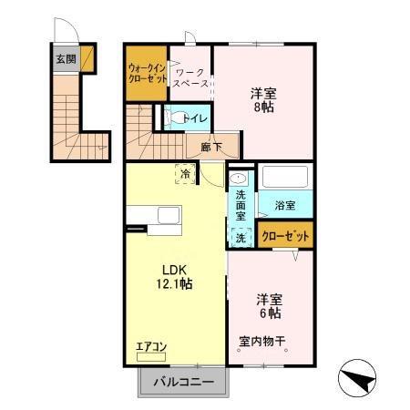 キャトルセゾン F(2LDK/2階)の間取り写真
