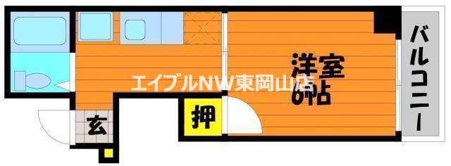 サンジェルマン中納言(1K/2階)の間取り写真